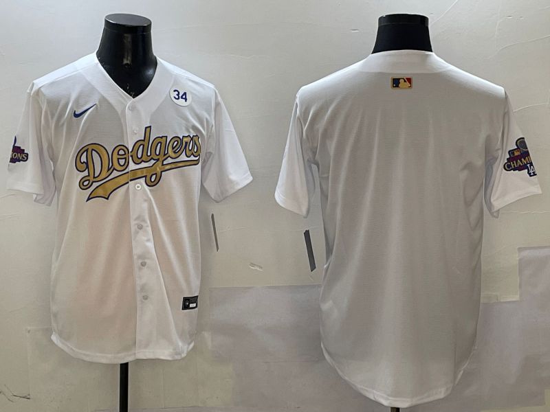 Men Los Angeles Dodgers Blank White Champion gold character 2025 Nike MLB Jersey style 5->los angeles dodgers->MLB Jersey